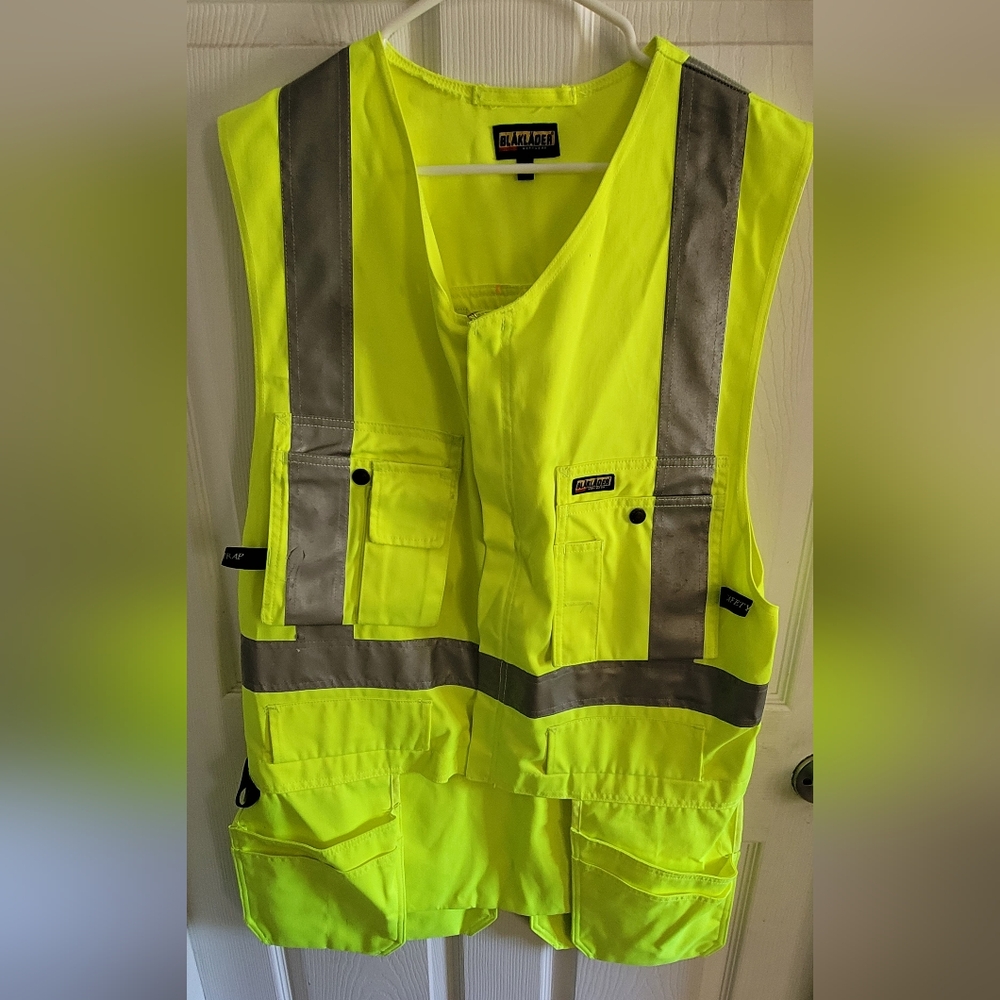 Hi-Vis Bright Yellow Safety Vest with Reflective Stripes